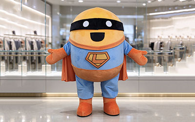 Custom superman mascot shipped to Japanese client