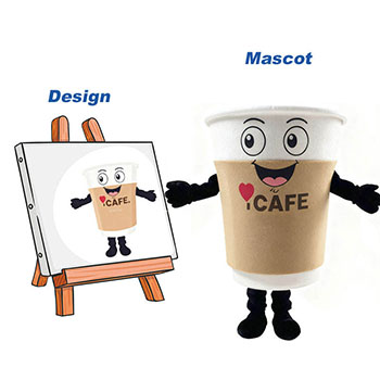 custom coffee cups mascot costumes manufacturer