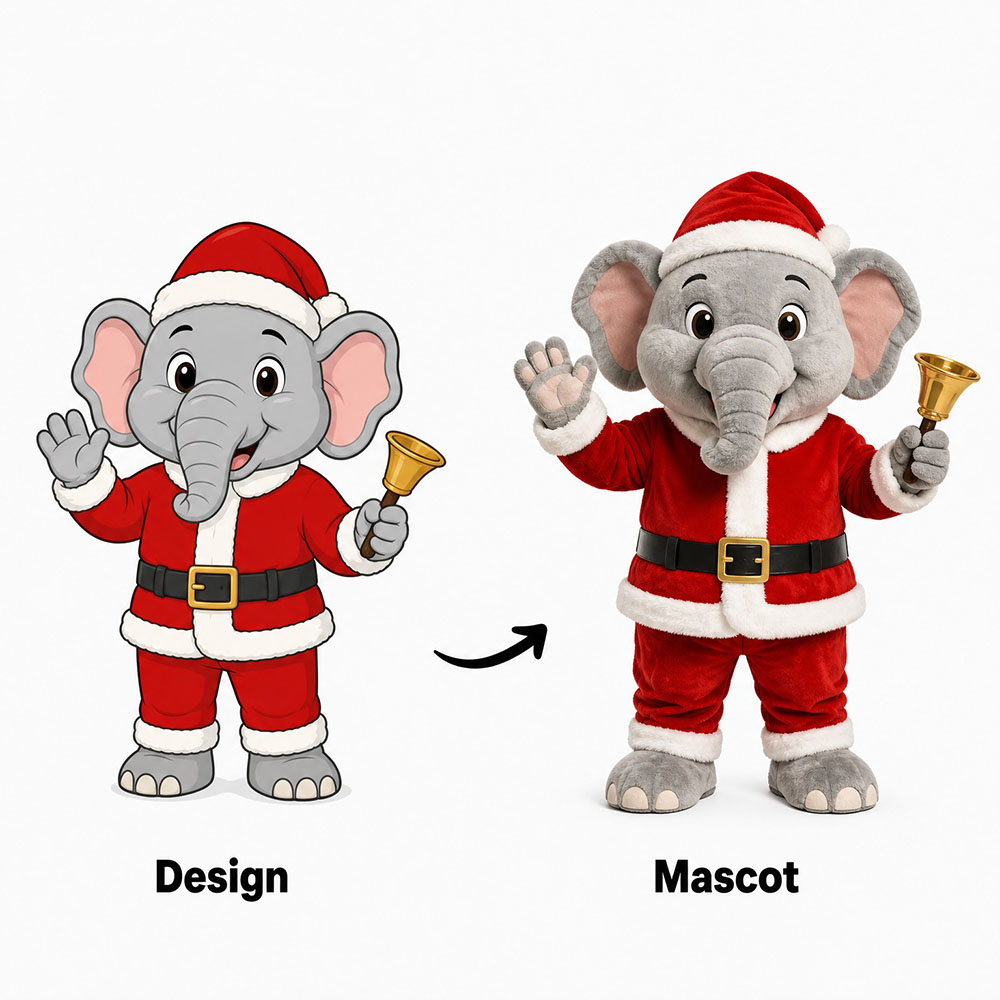 custom elephant mascot costumes for retail store