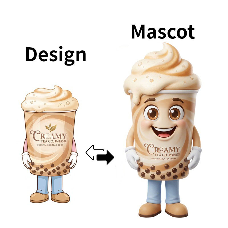 custom milk tea mascot costumes manufacturer