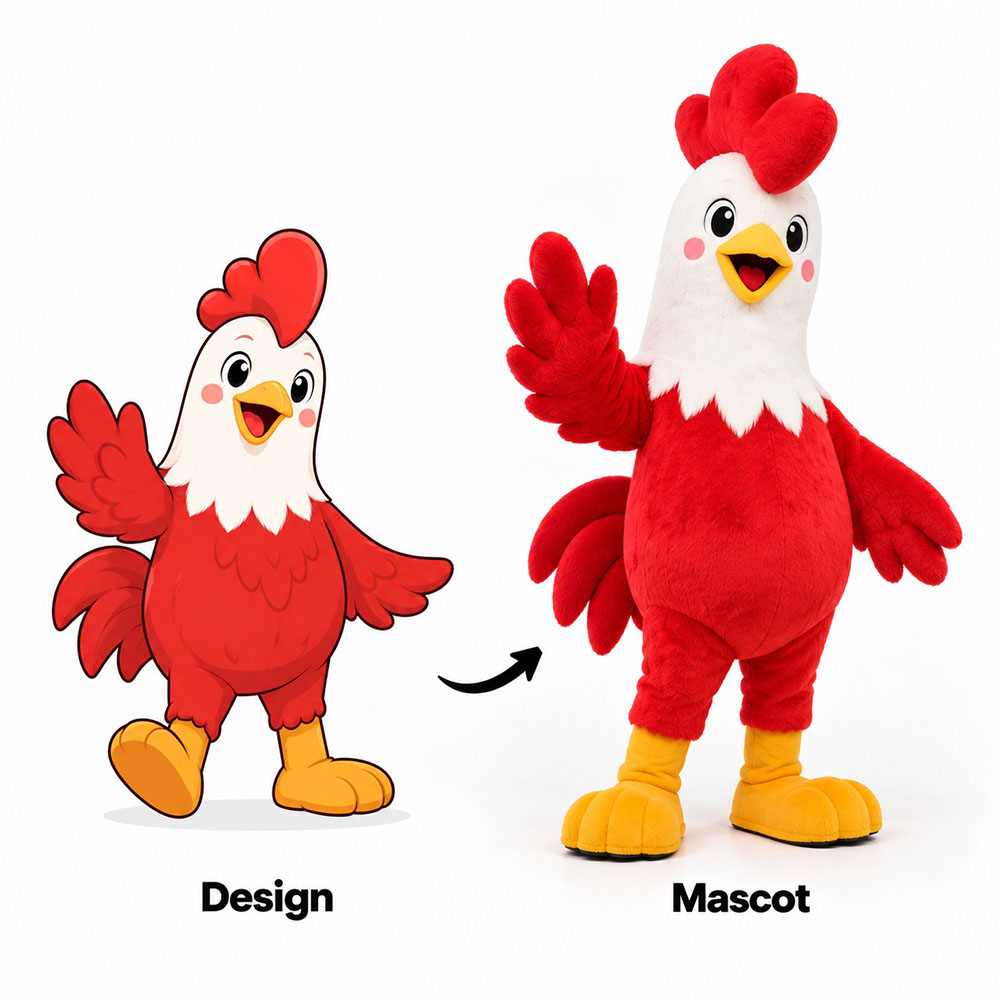 custom rooster mascot costume for business