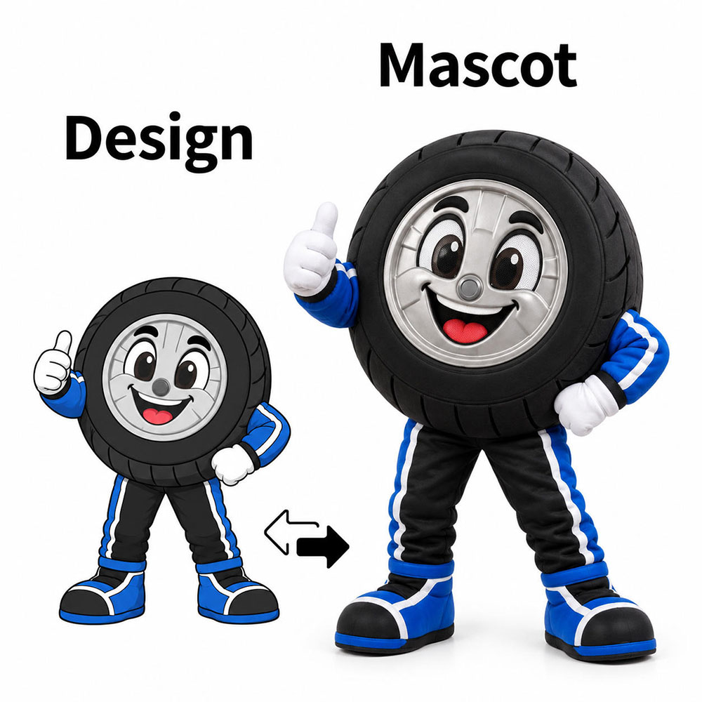 custom tire mascot costumes for business