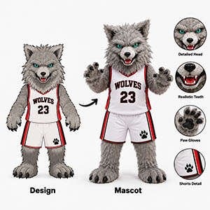 custom wolf mascot costumes factory